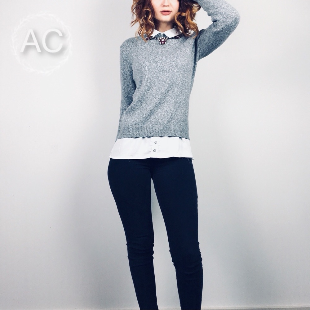 Atmosphere Gray and White Layered Sweater